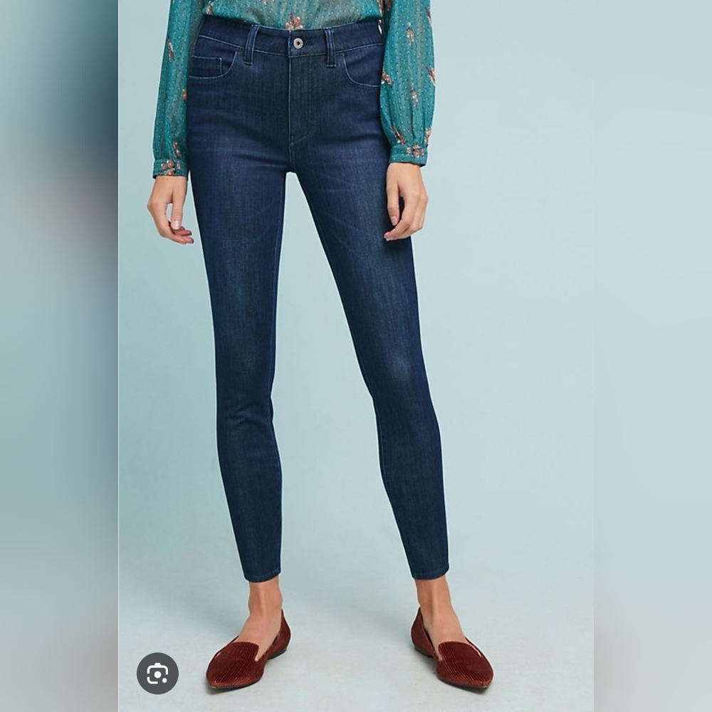 Anthropologie Pilcro High Rise Denim Legging Jeans Stretch Blue Dark Wash Sz 32